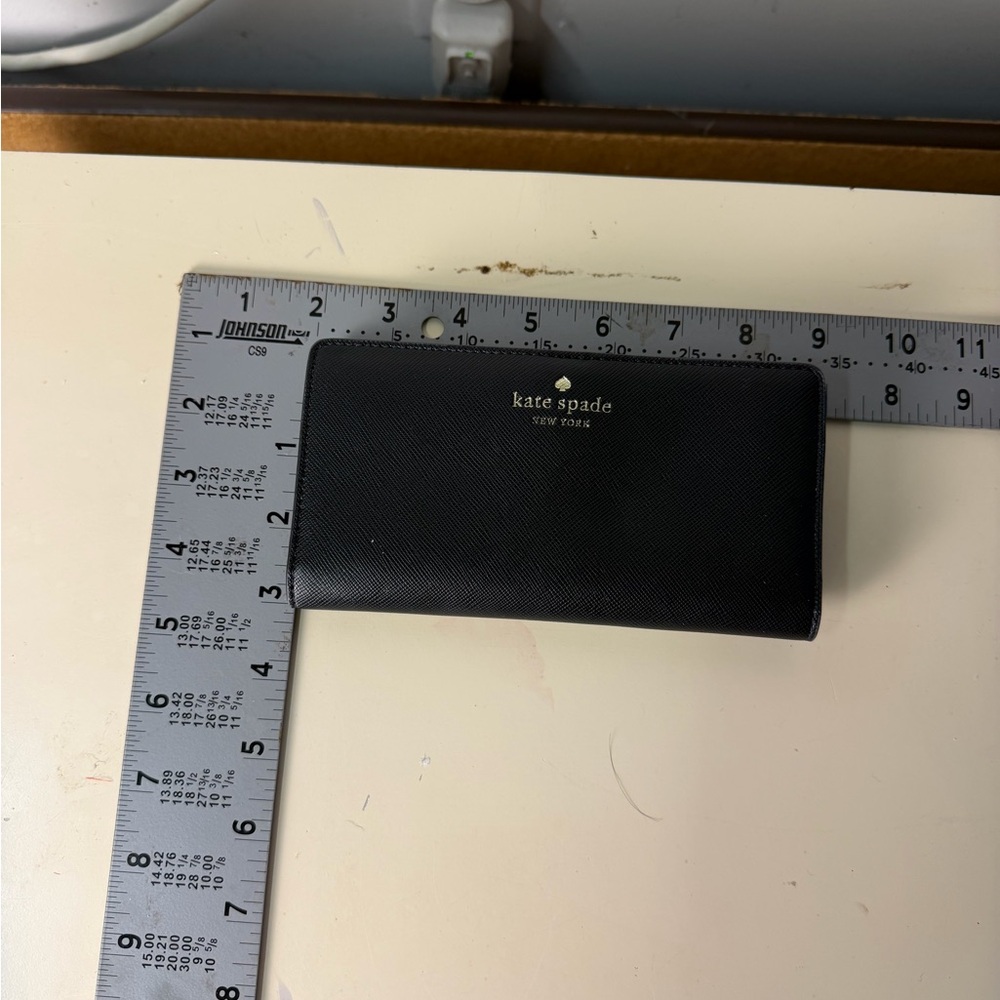kate spade black saffiano continental zip wallet - Picture 8 of 11